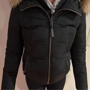 Mackage Black Puffer Jacket with Fur Hood